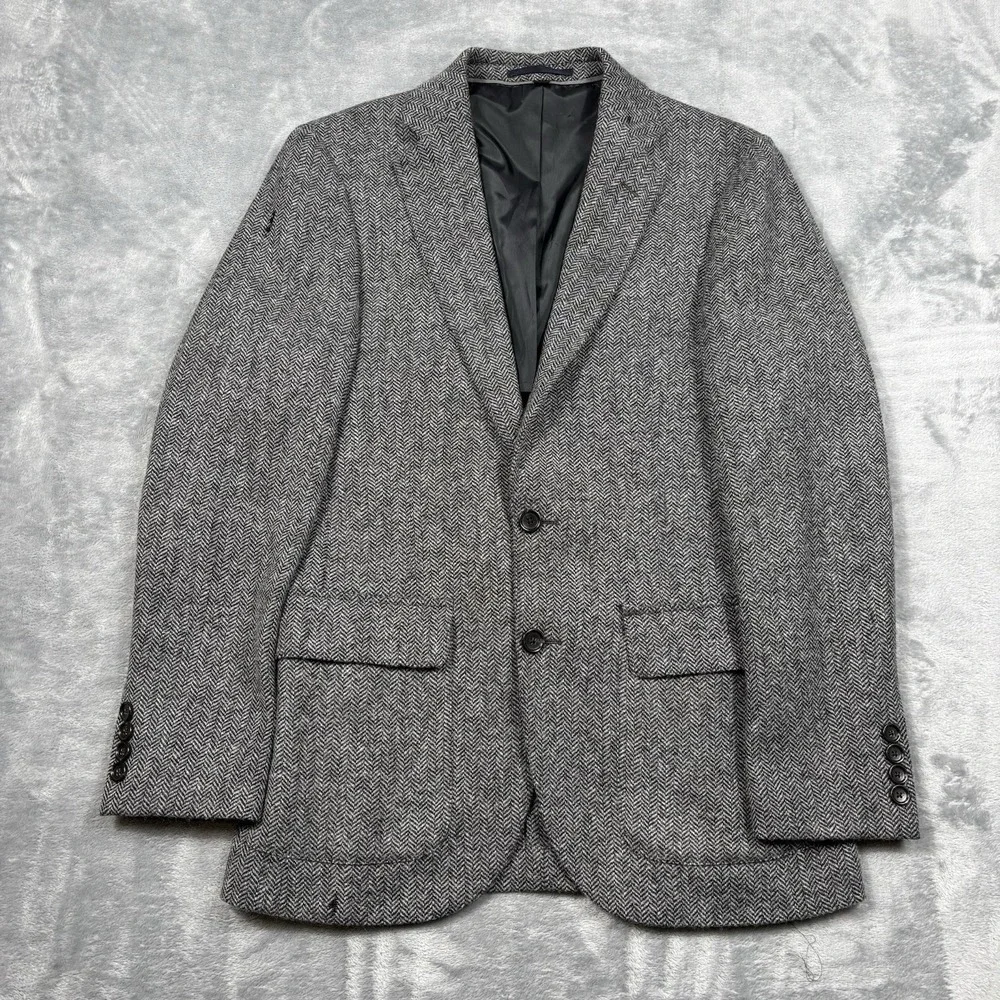 J.Crew Ludlow Moon British Cloth Gray Herringbone Sport Coat Blazer 34S Slim*